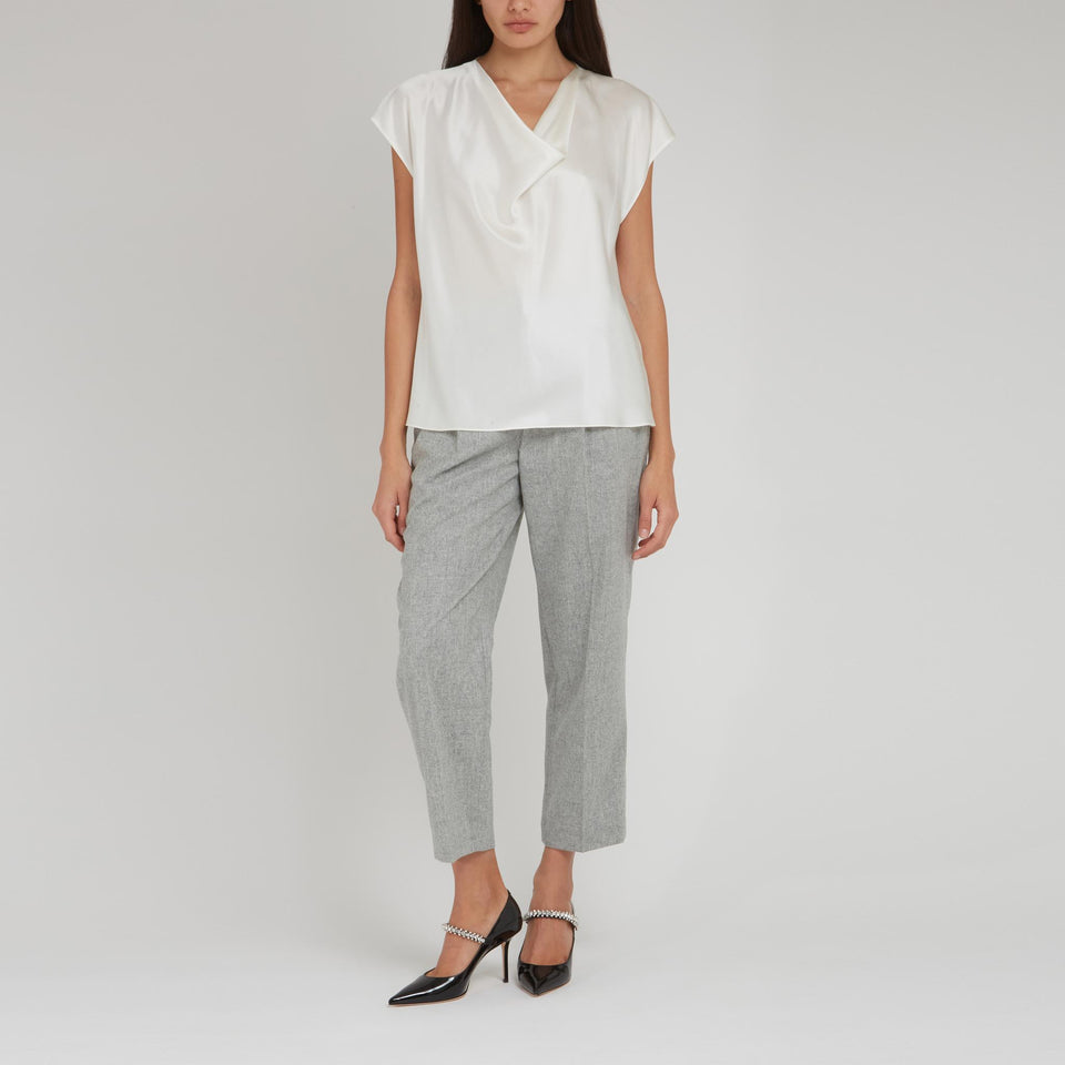 Top in seta bianco