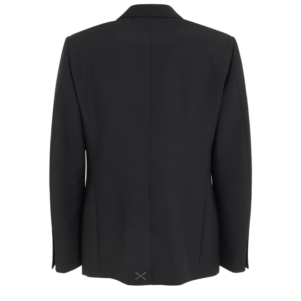 Single-breasted black wool jacket