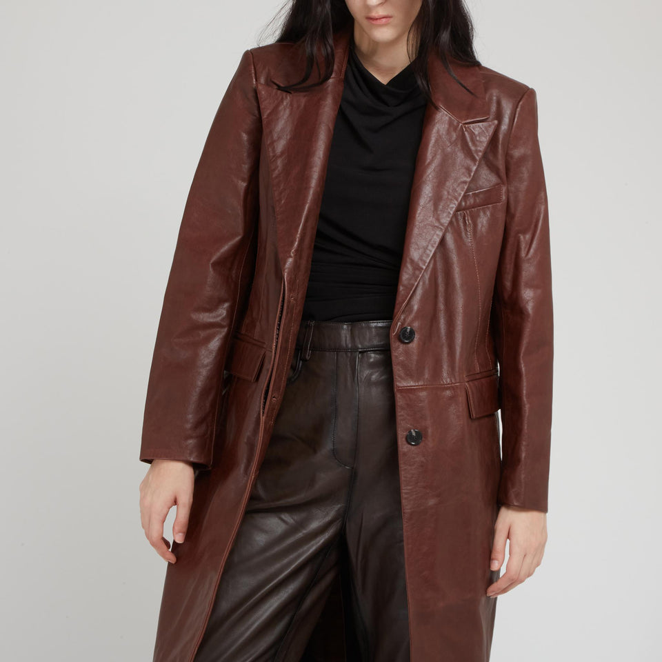 "Tilo" Brown Leather Coat