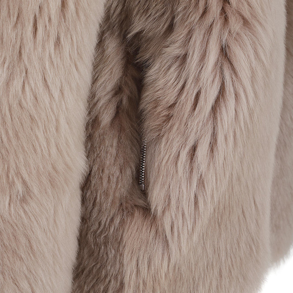 Giubbotto in shearling marrone K14673 BEIGE DESA 1972 