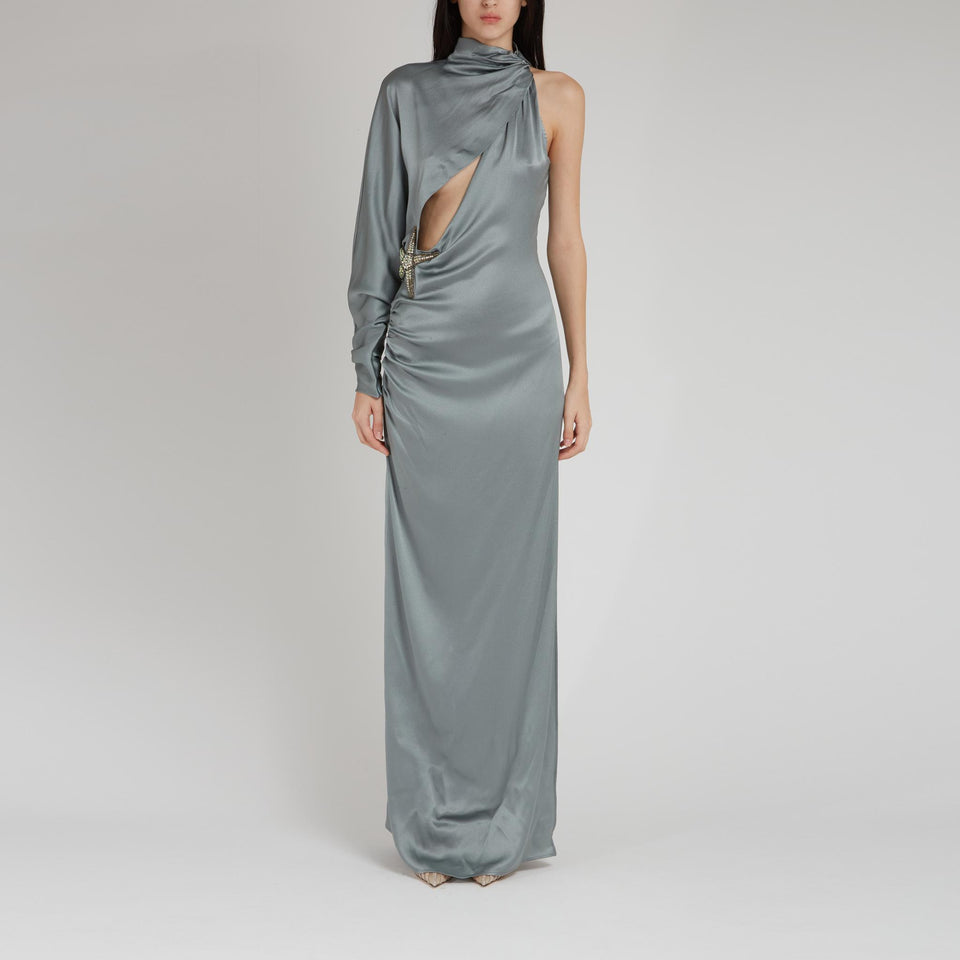 One shoulder dress in grey fabric