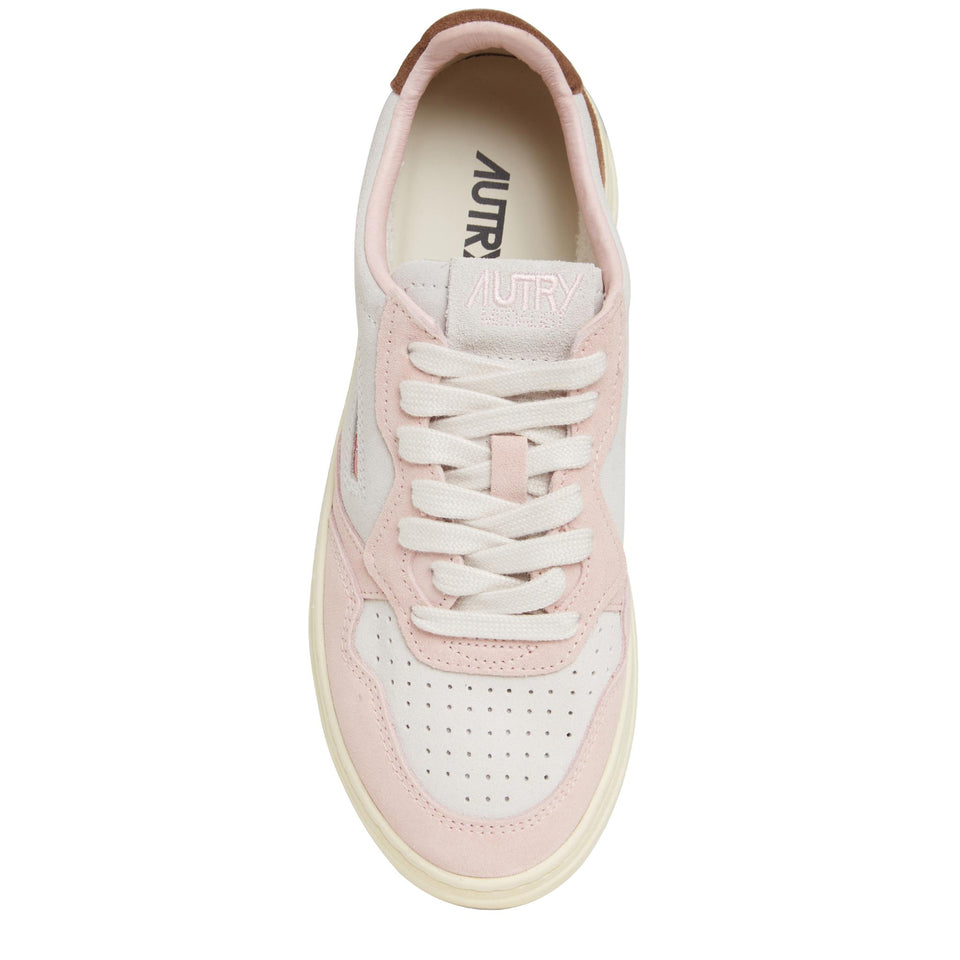 Sneakers ''Medalist Low'' in pelle rosa e marrone AULW-TS04 PWD/EBONY AUTRY 