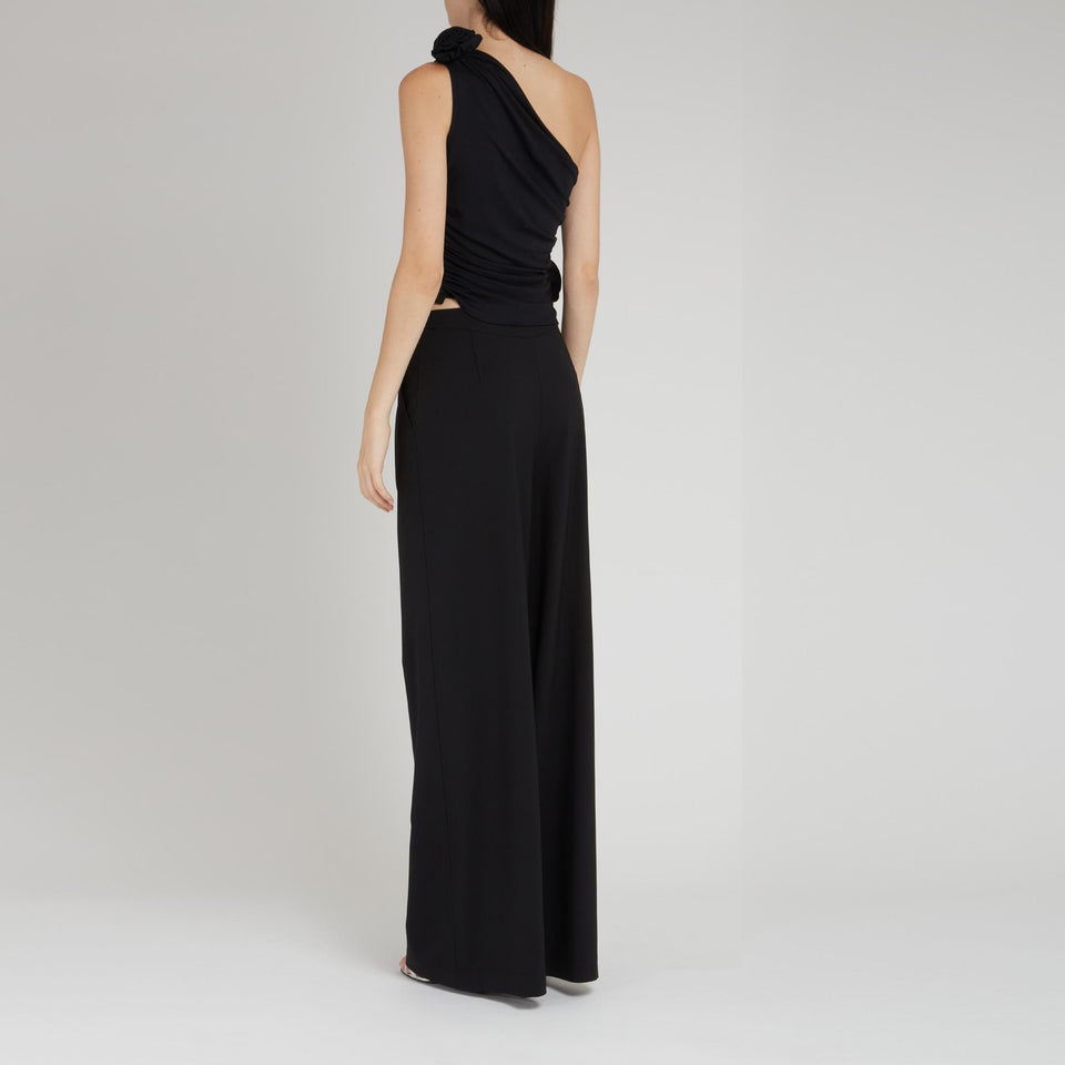 Top mono spalla in tessuto nero