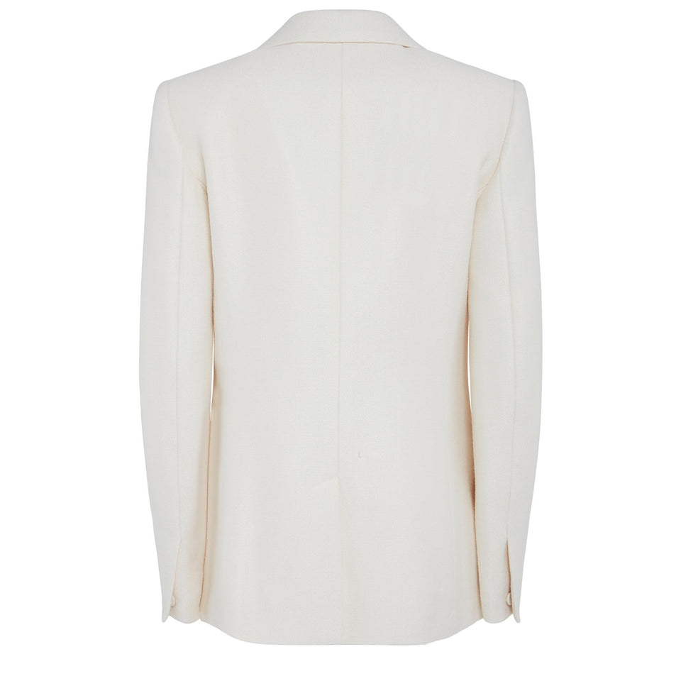Giacca mono petto in lana e seta bianca