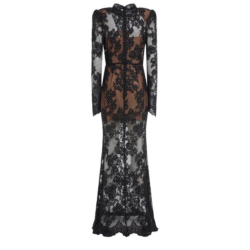 Maxi abito in pizzo nero
