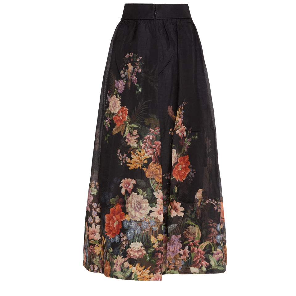 Multicolored silk long skirt