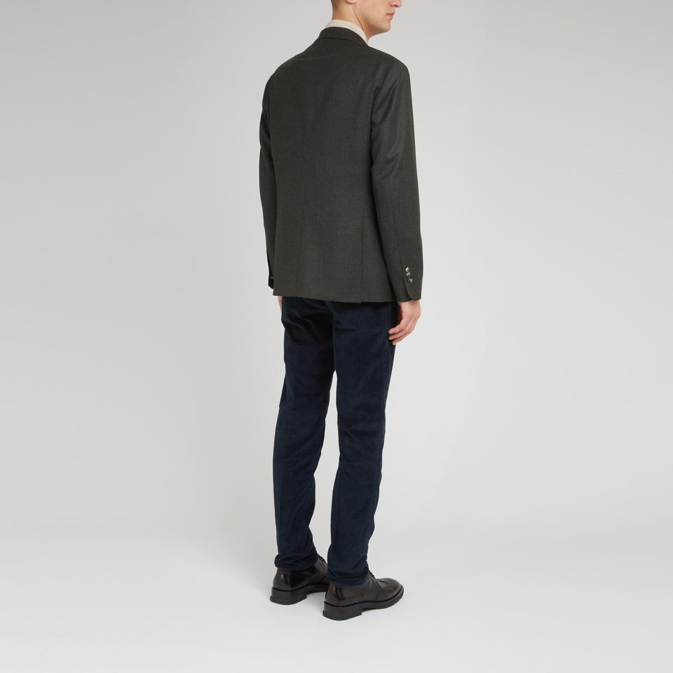 Giacca mono petto in lana verde