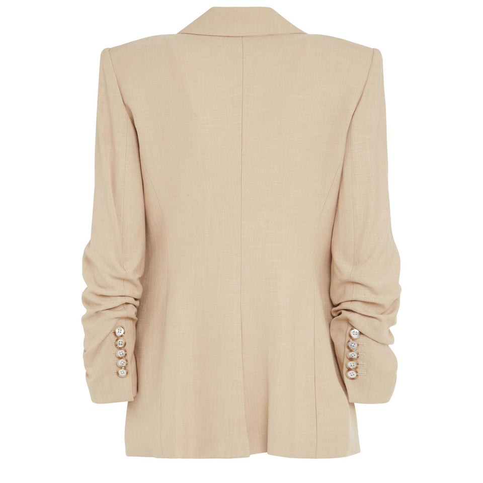 Giacca mono petto in tessuto beige