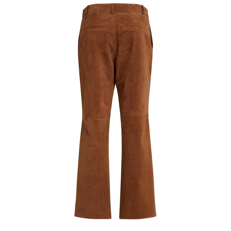 "Marrone" flared trousers in brown suede