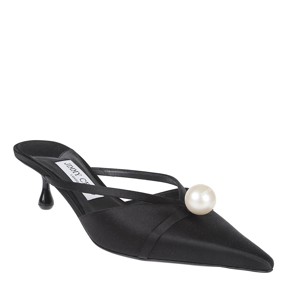 Sandali "Sana" 50 in satin neri SANA50 AODBLWH JIMMY CHOO 