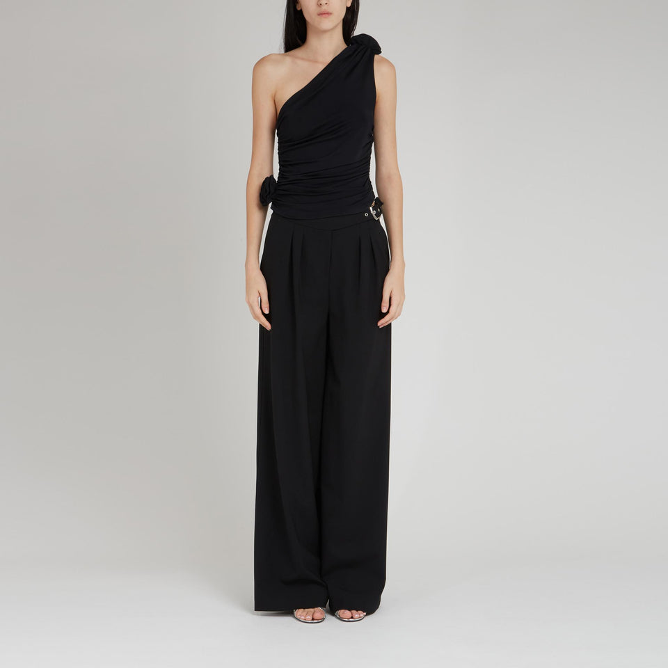 Top mono spalla in tessuto nero