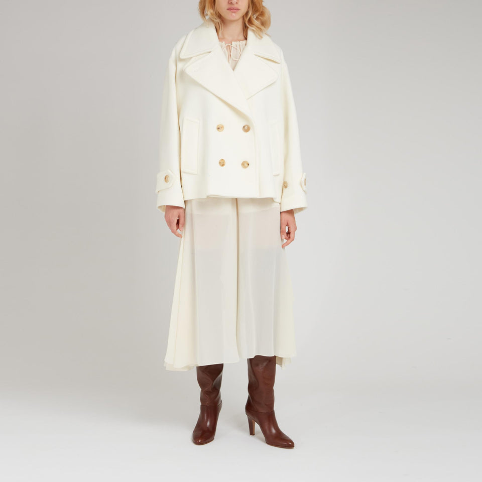 Cappotto doppio petto in lana bianca