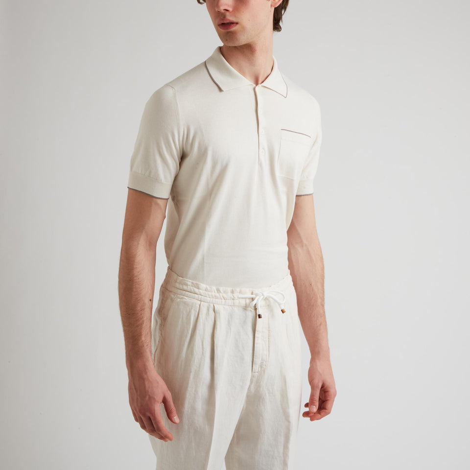 Polo in cashmere bianca