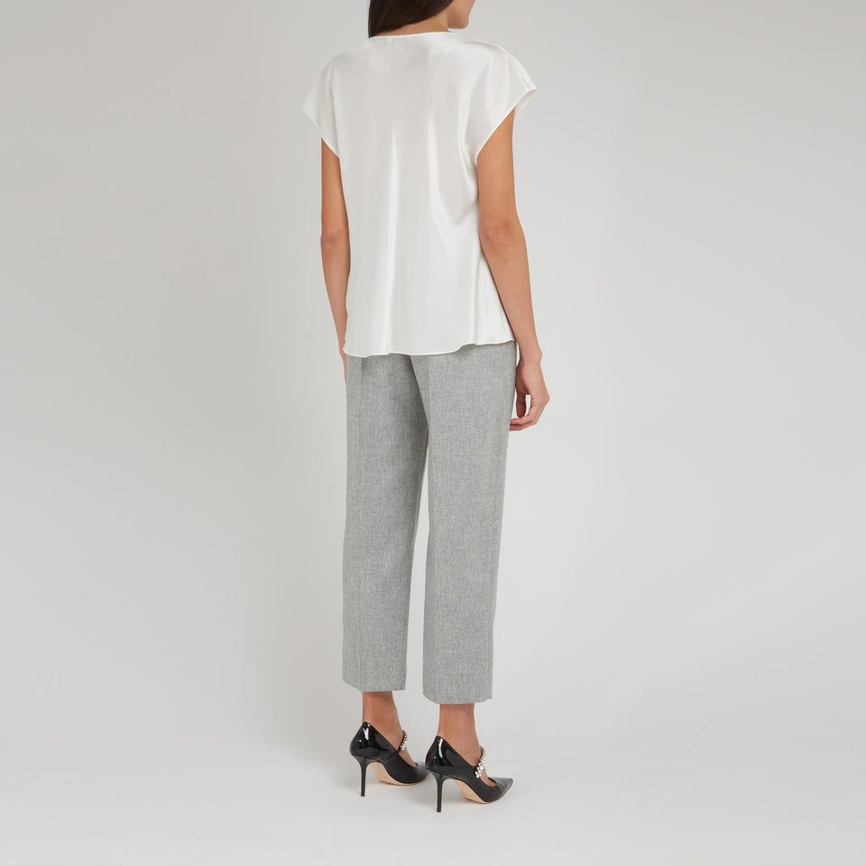 Top in seta bianco