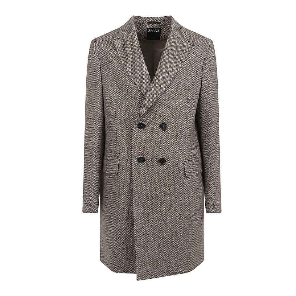 Cappotto doppio petto in lana beoge R297722A2 4DG4G0NR-001 ZEGNA 