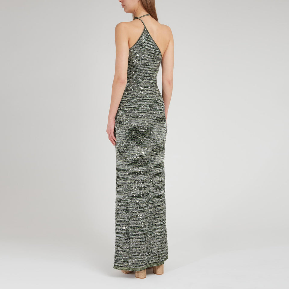 Abito lungo in tessuto verde