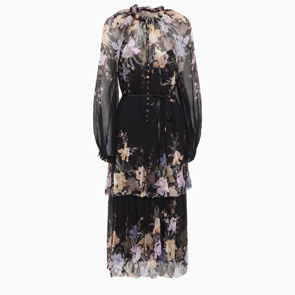 Multicolored silk maxi dress