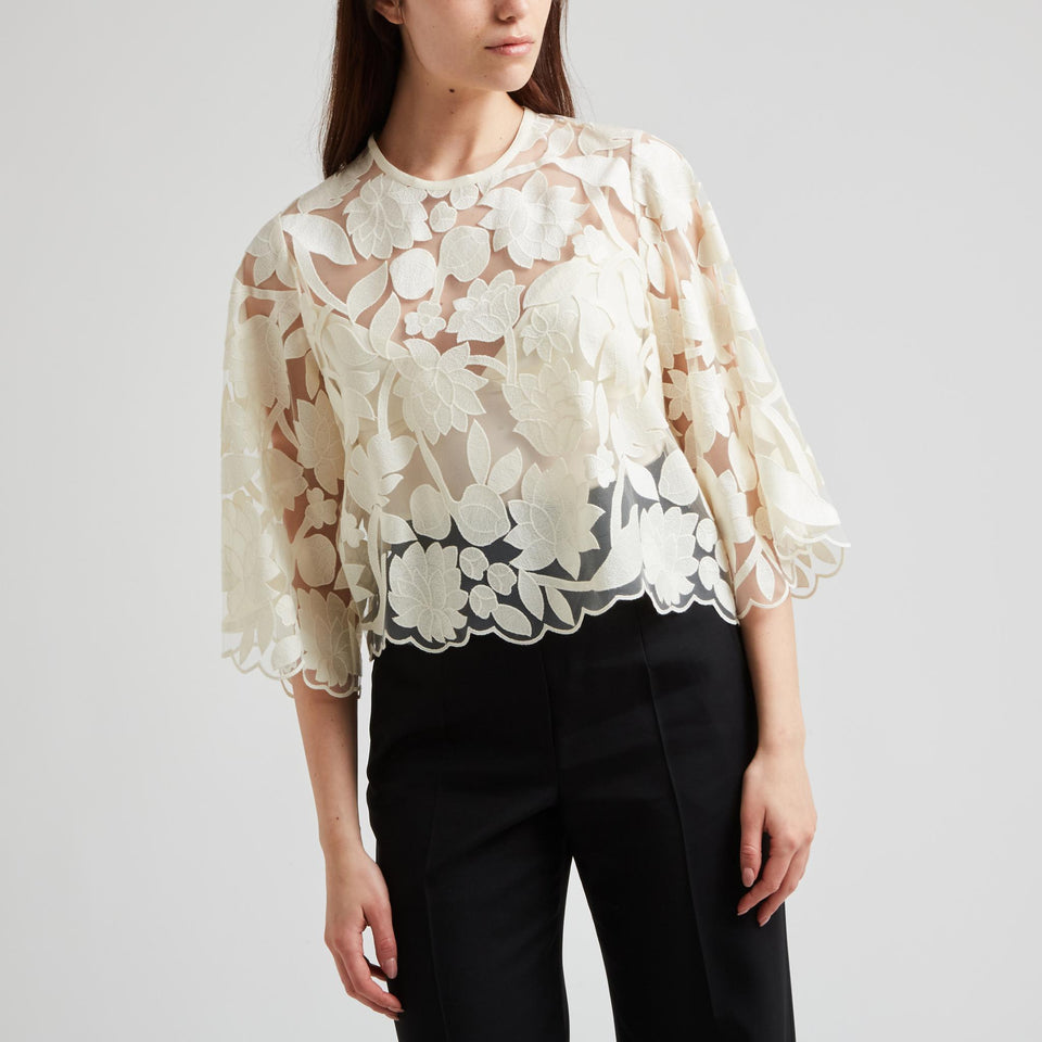 Maglia in tulle bianca TO147NR25 TU012W0005 ELIE SAAB 