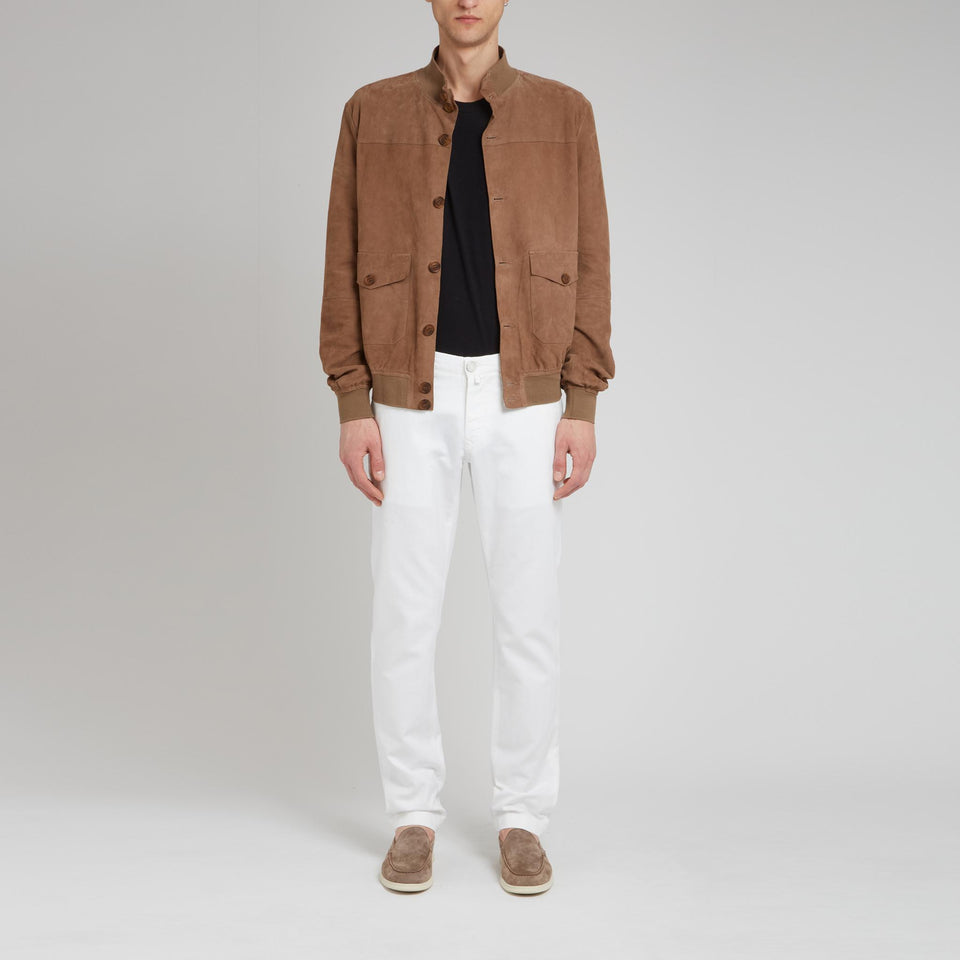 Giubbotto in suede beige