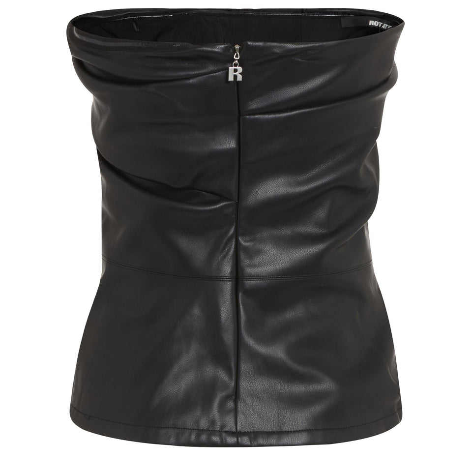 Top in pelle sintetica nero