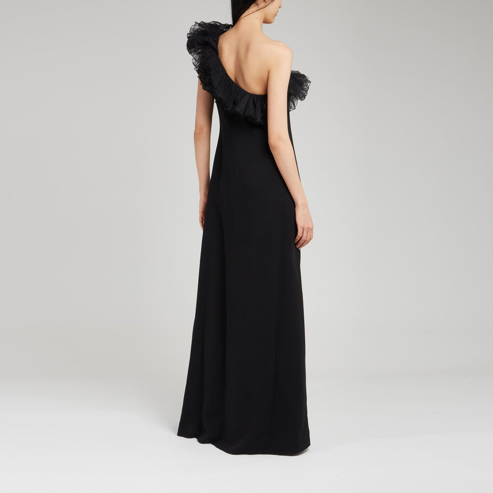 Abito lungo mono spalla in tessuto nero