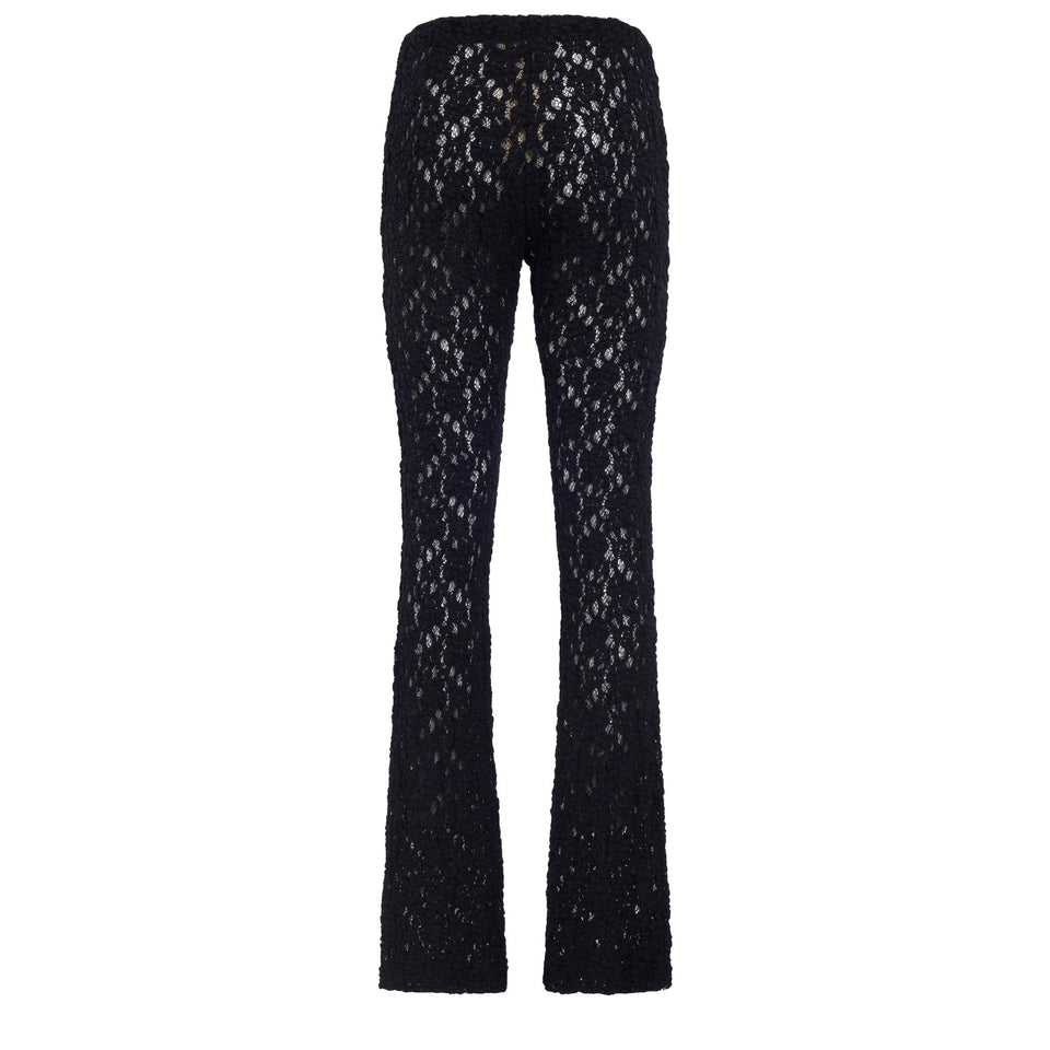 Pantalone svasato in pizzo nero