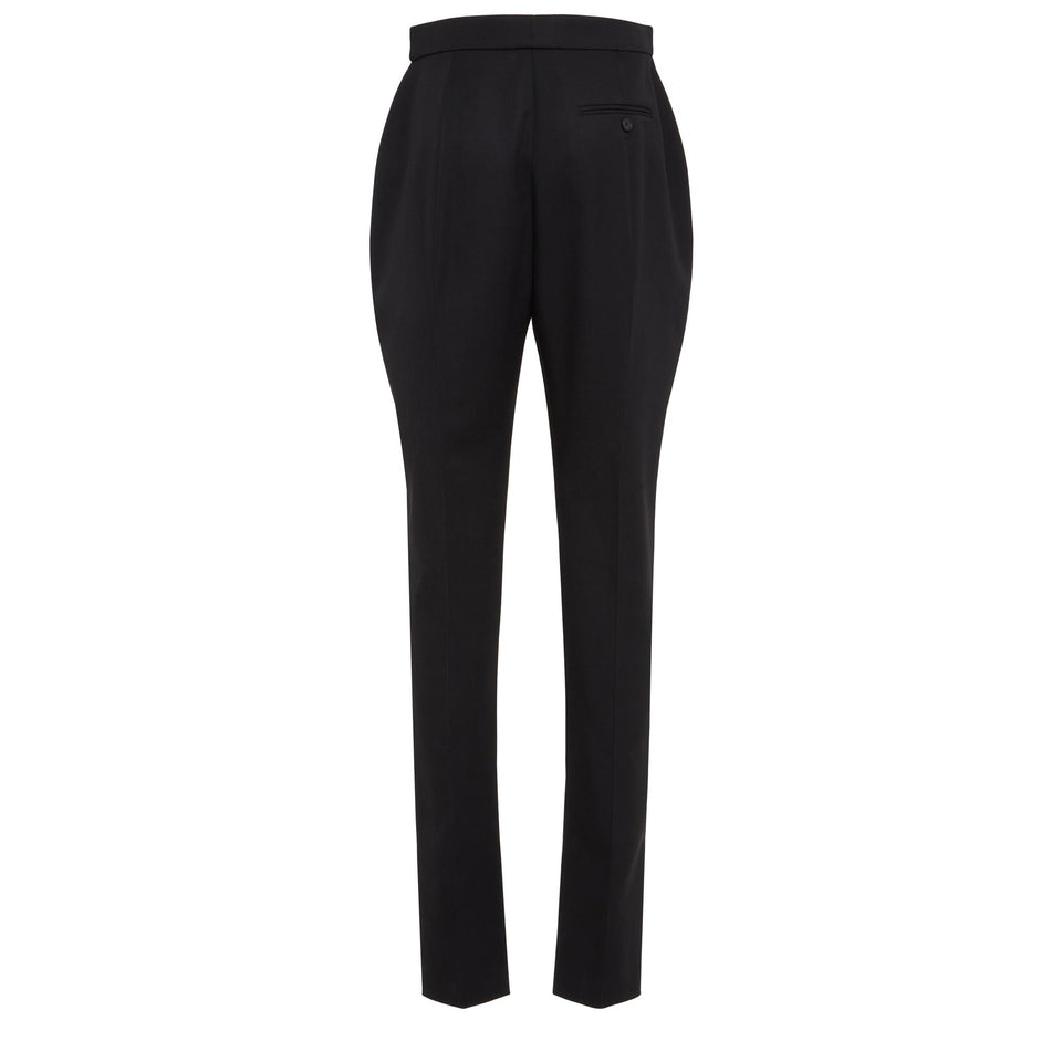 Pantalone a vita alta in lana nero