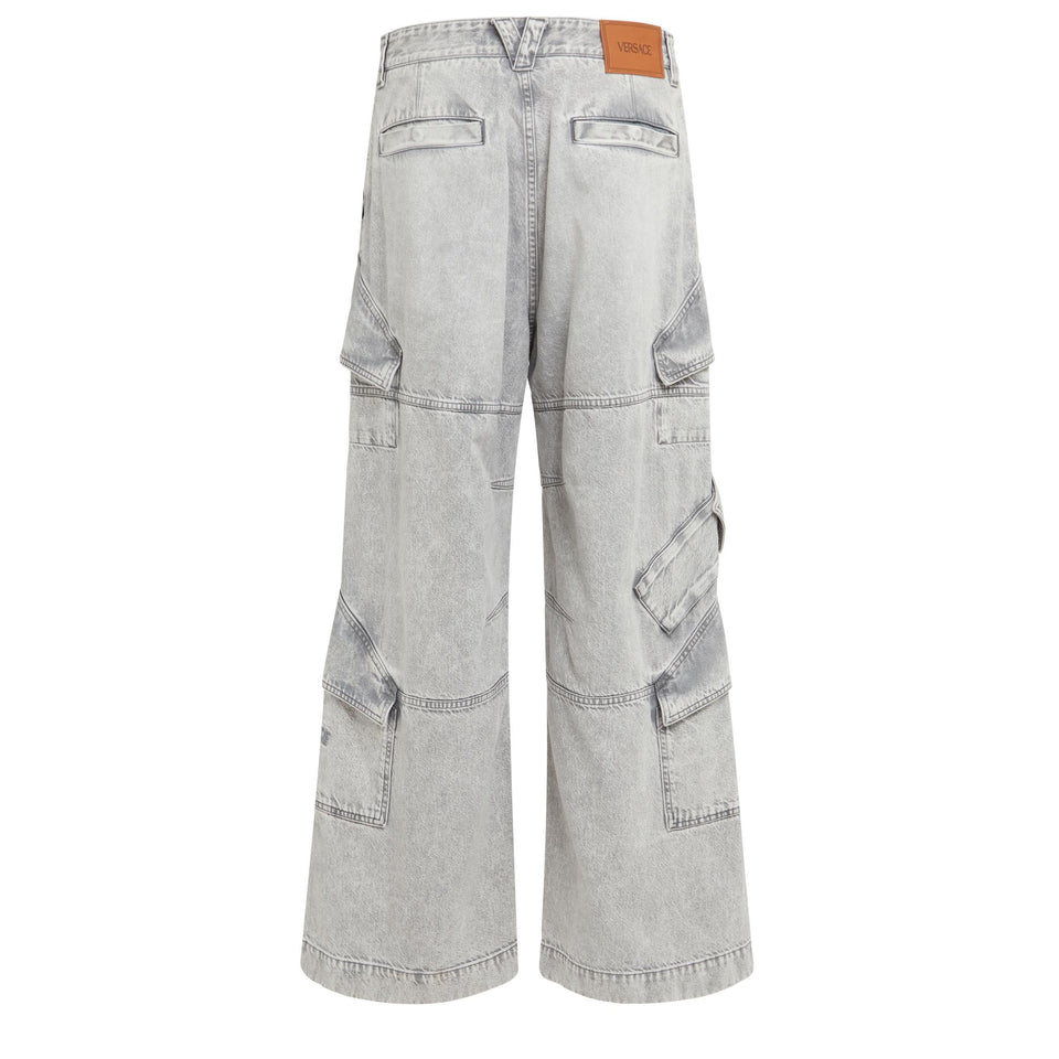 Jeans cargo in denim grigi