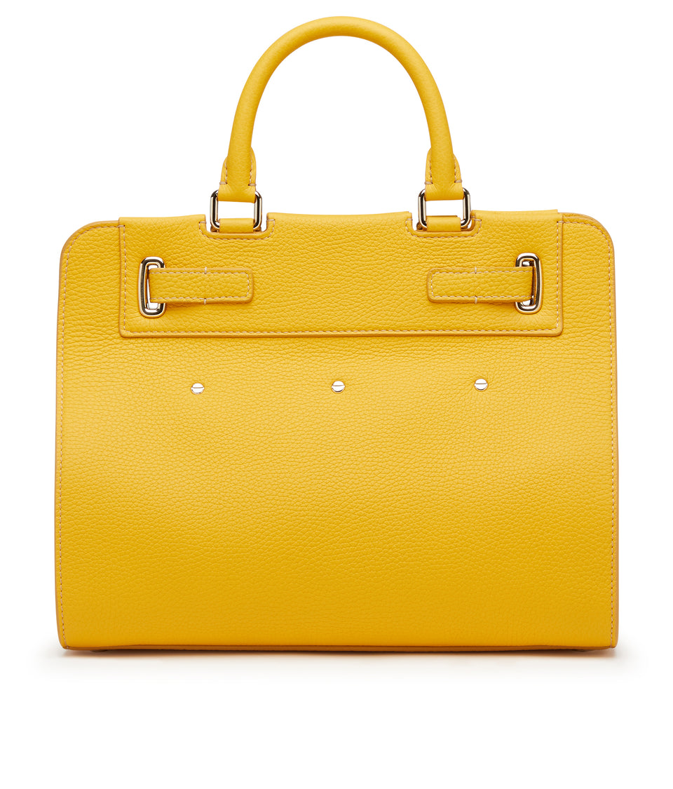 Yellow leather ''A'' bag