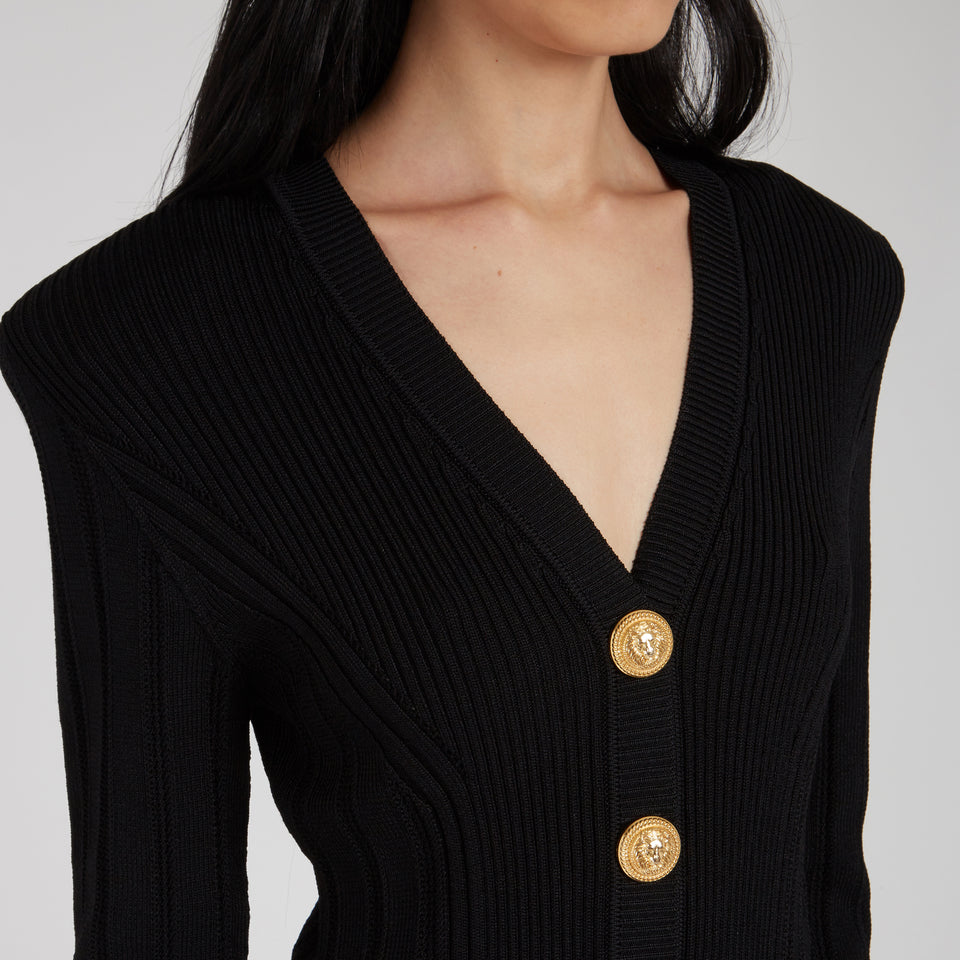 Black stretch knit dress