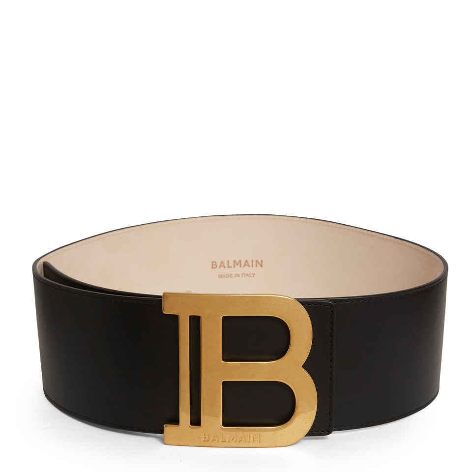 Black leather ''B-Belt'' belt