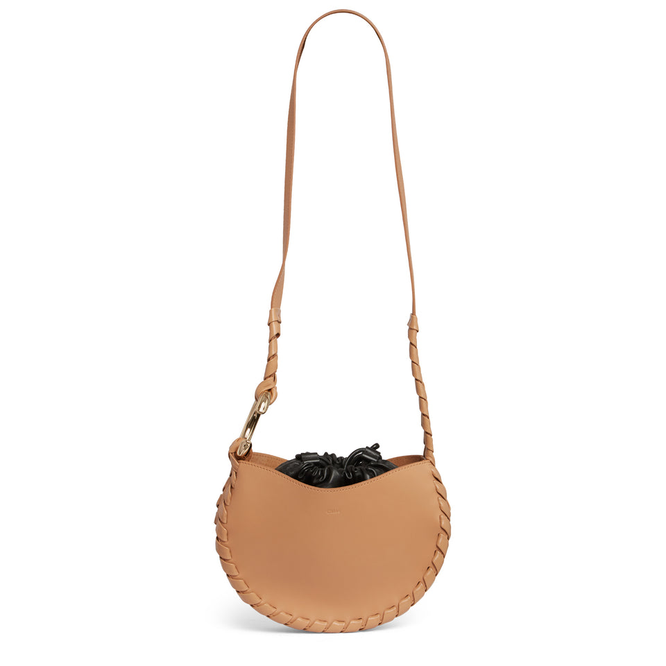 Beige leather small ''Hobo'' bag