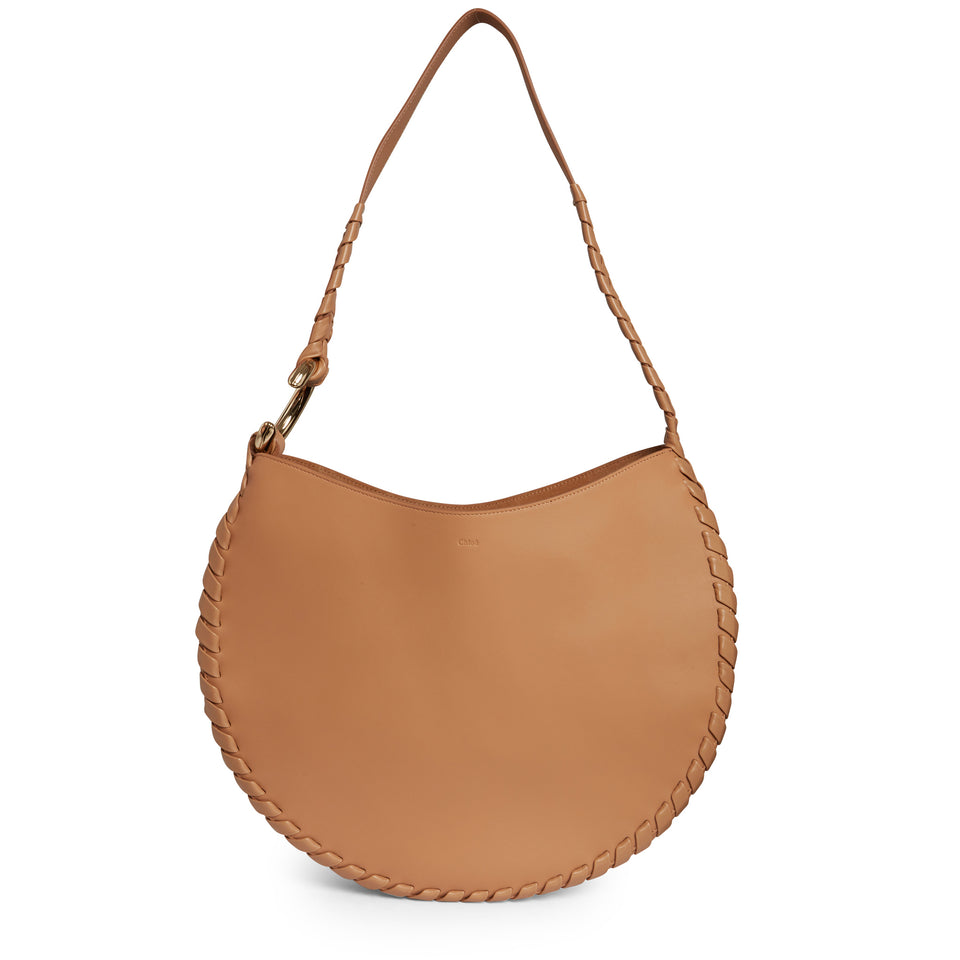 Large ''Hobo'' bag in beige leather