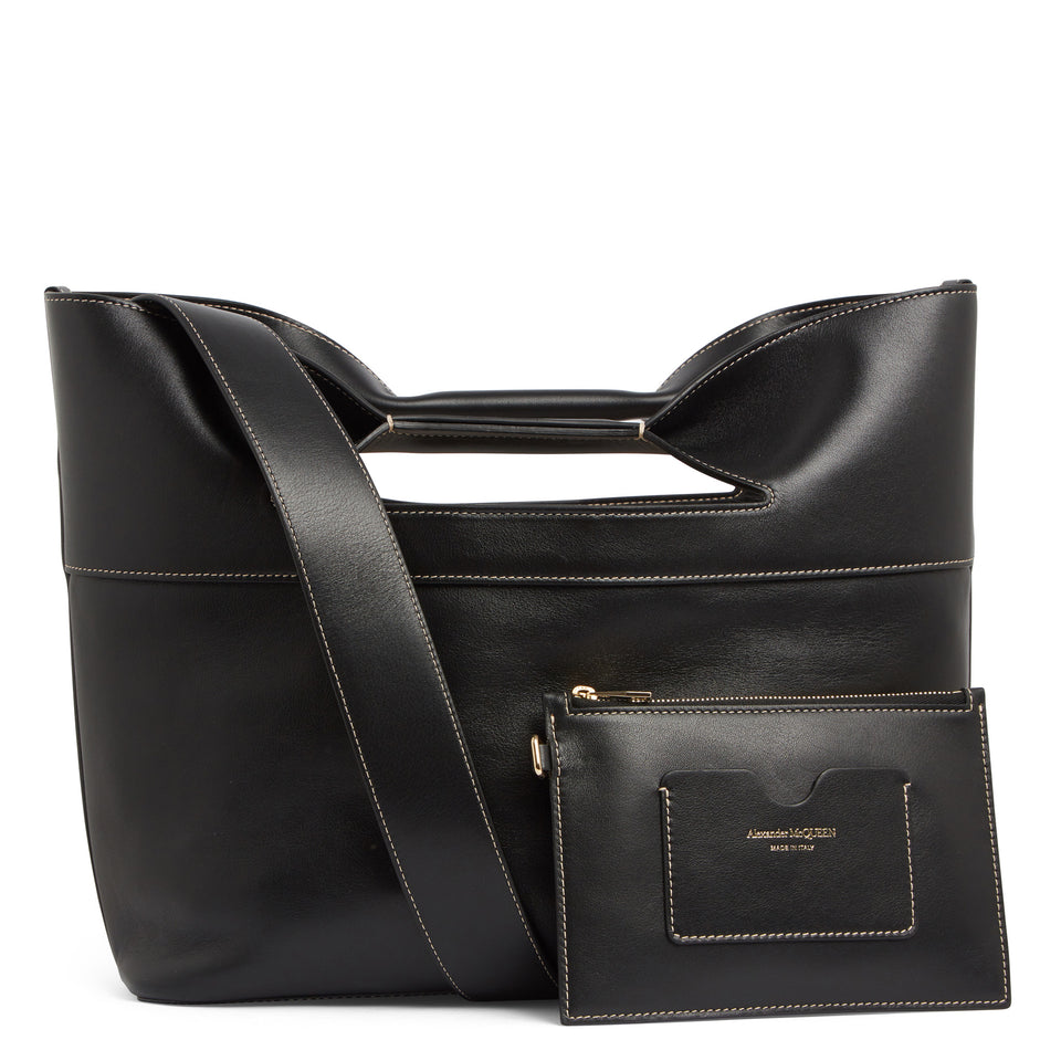 Black leather ''The Bow'' bag
