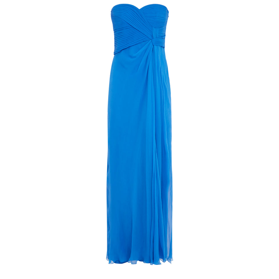 Blue silk dress
