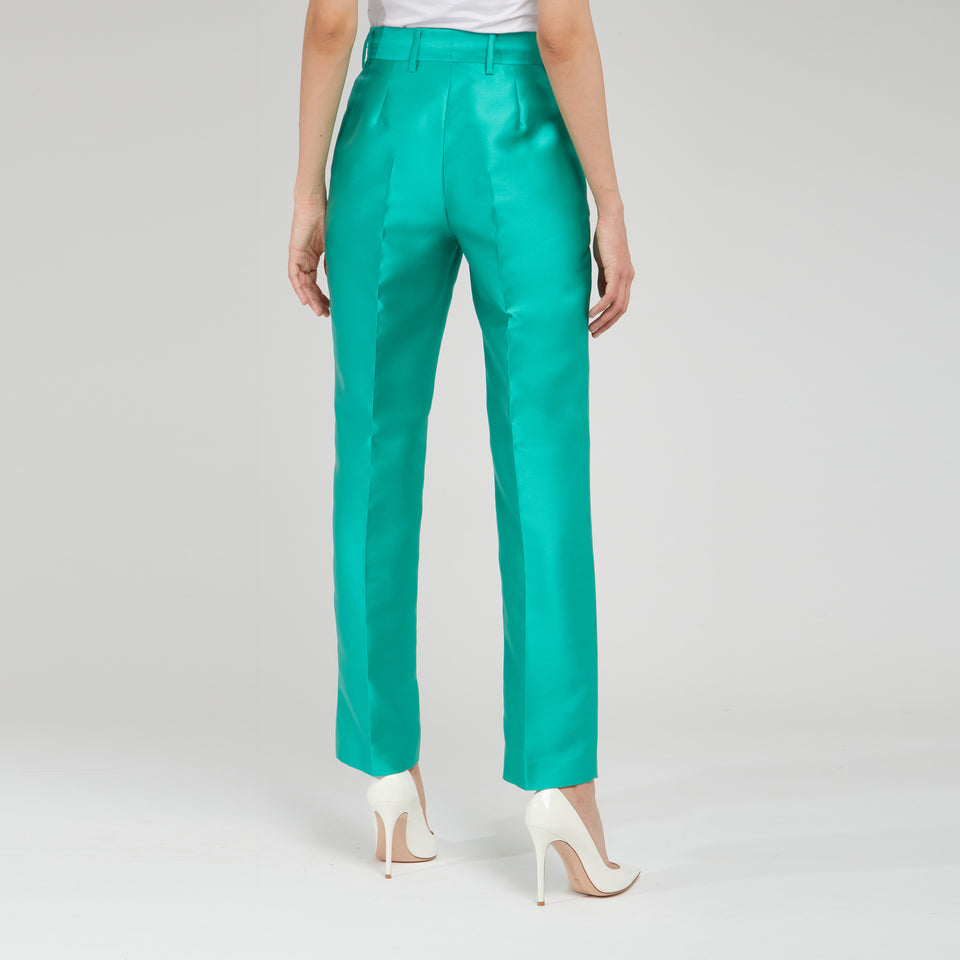 Pantalone in raso verde