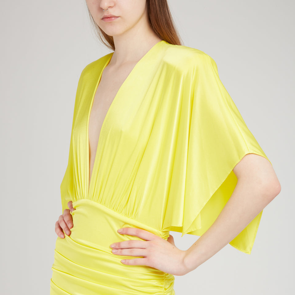 Yellow fabric short dress