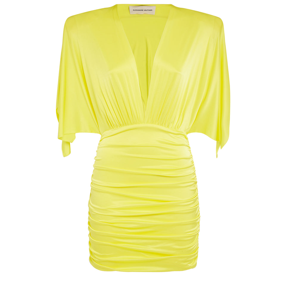 Yellow fabric short dress