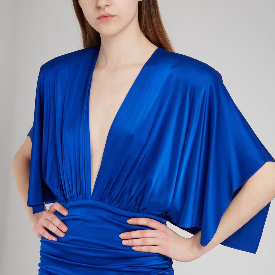 Short dress in blue fabric