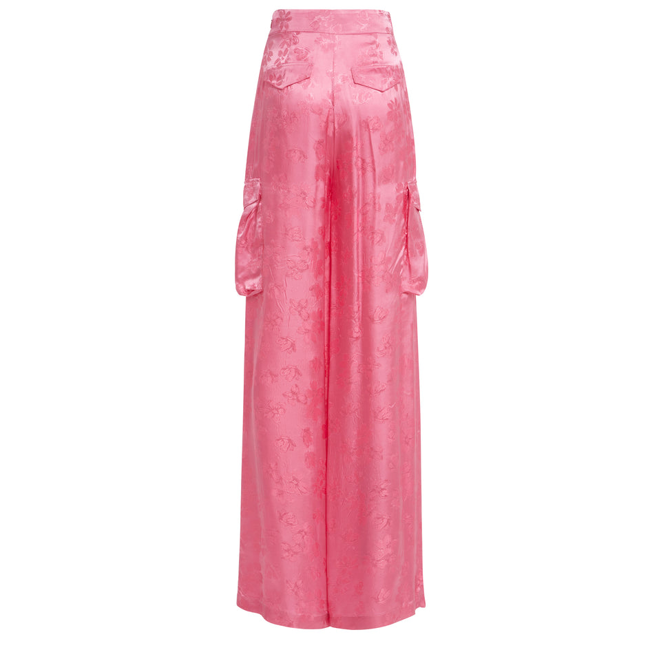 Pantaloni cargo in tessuto rosa