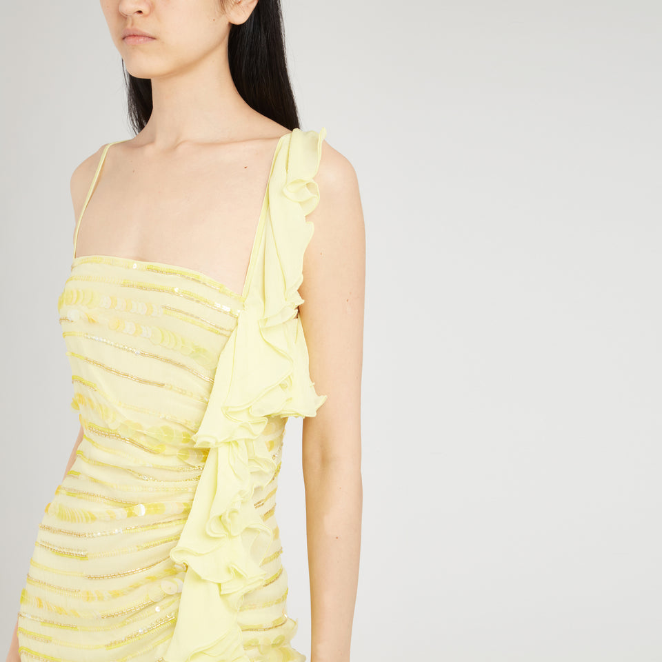 Yellow fabric dress