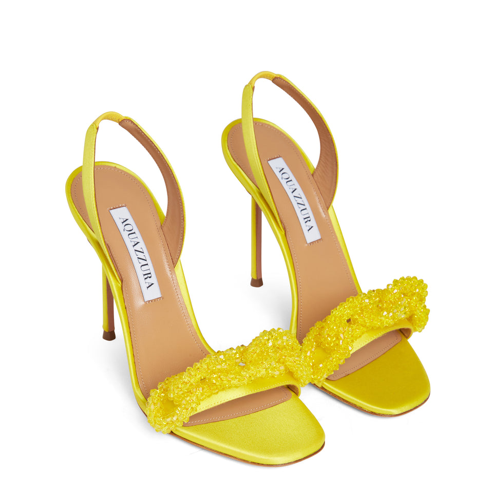Yellow satin ''Chain Of Love'' sandals