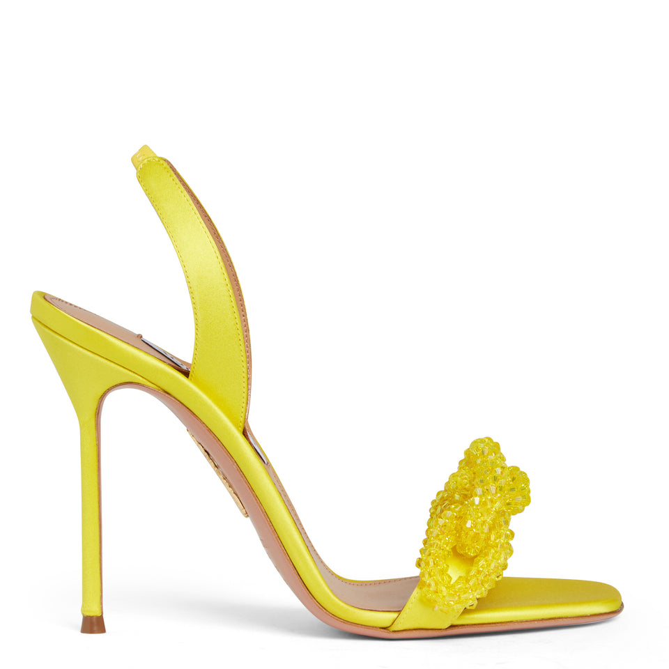 Yellow satin ''Chain Of Love'' sandals