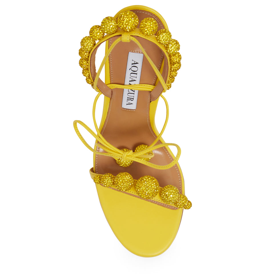 Yellow leather ''Disco Dancer'' sandals
