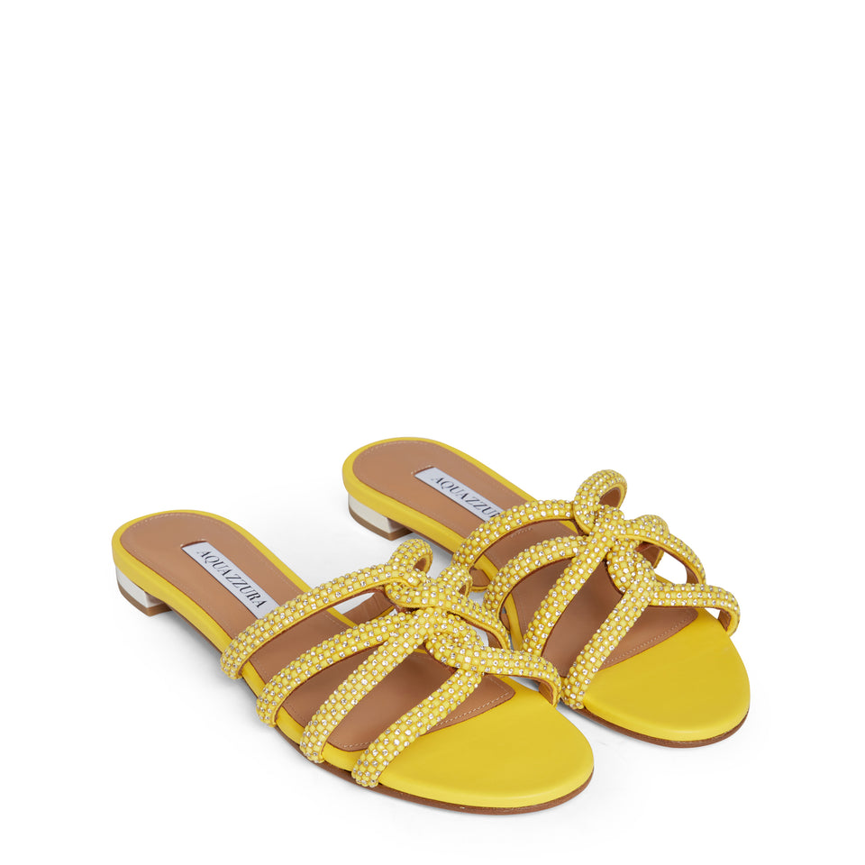 Yellow leather ''Moondust Flat'' sandals