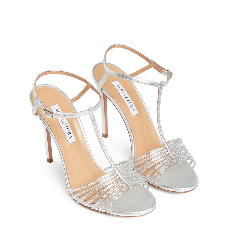 "Amore Mio" sandal in silver nappa leather