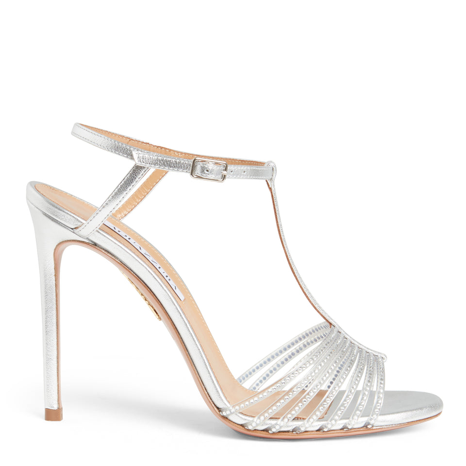 "Amore Mio" sandal in silver nappa leather