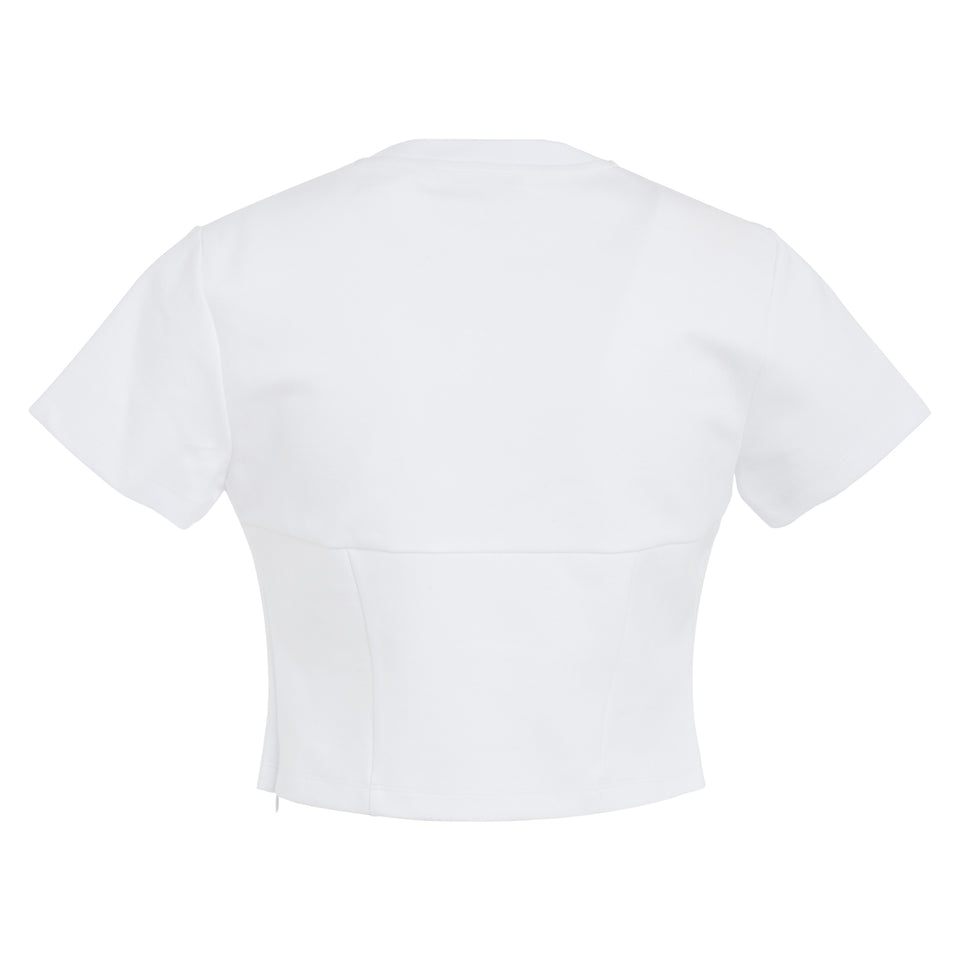 White fabric cropped T-shirt