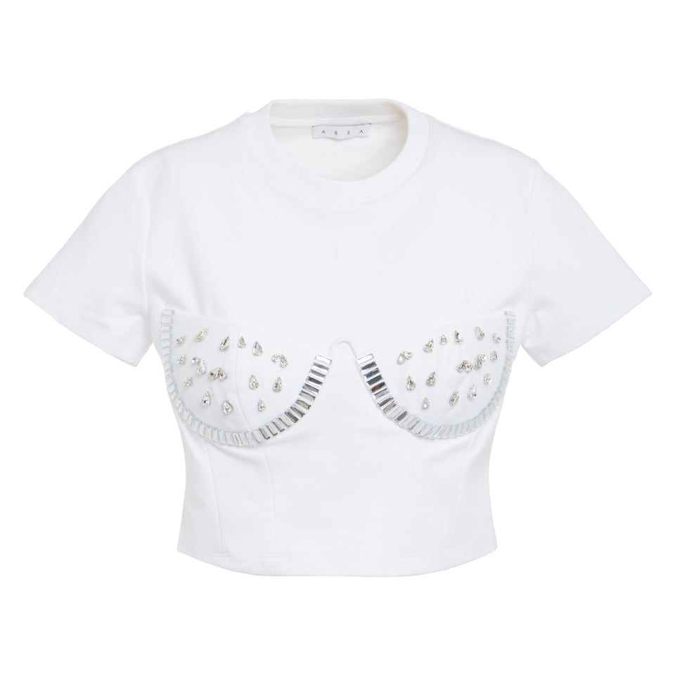White fabric cropped T-shirt