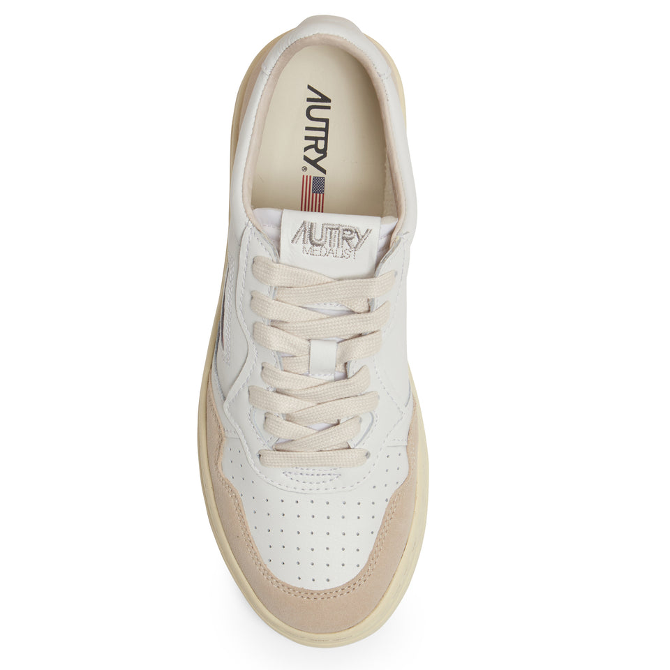 White and beige leather ''Medalist Low'' sneakers